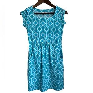 Jude Connally Rachel Trellis Teal Geometric Print Dress XSmall